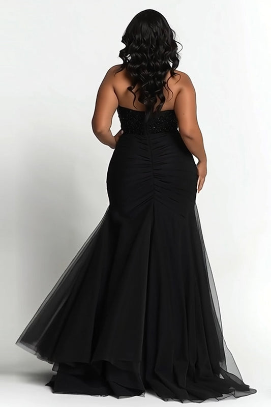 Simple Black Sweetheart Mermaid Plus Size Prom Dress