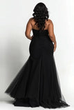 Simple Black Sweetheart Mermaid Plus Size Prom Dress
