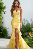 Daffodil Organza Sweetheart Long Mermaid Prom Dress with Slit