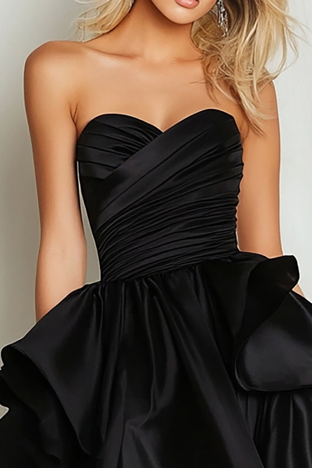 Zapakasa Women Black Ruched High-Low Prom Dress with Ruffles Sweetheart Asymmetrical Black Tie Dress Zapakasa Women Black Ruched High-Low Prom Dress with Ruffles Sweetheart Asymmetrical Black Tie Dress