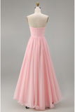 White Chiffon A Line High-Low Engagement Dress with Ruffles