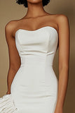 White Satin Sweetheart Short Graduation Dress with Ruffles
