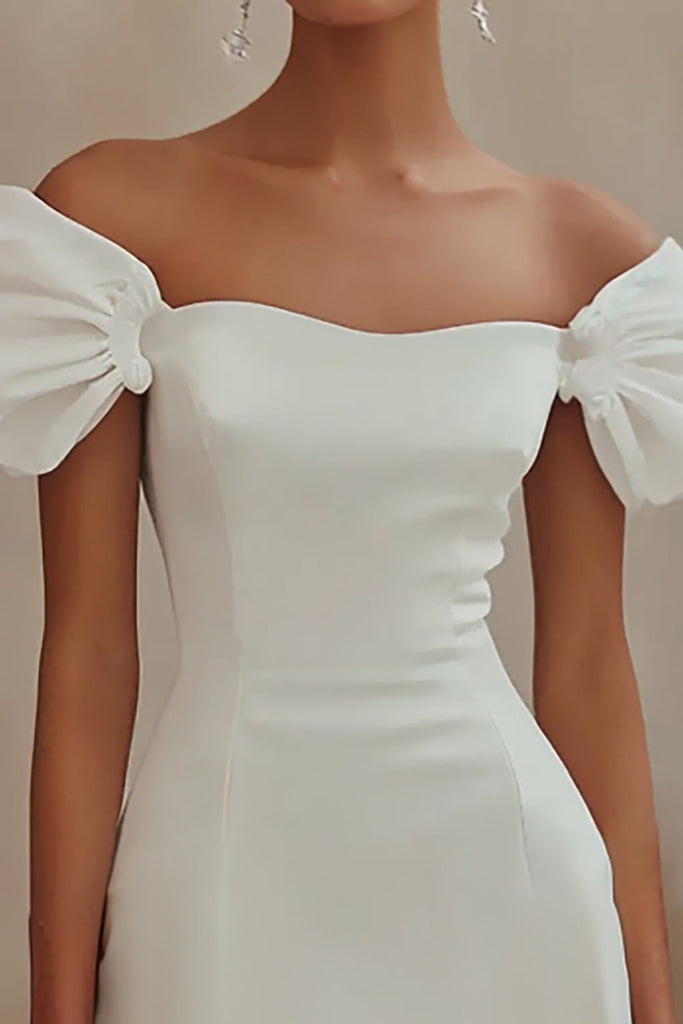 Zapakasa Women White Satin Short Bodycon Graduation Dress with Ruffles