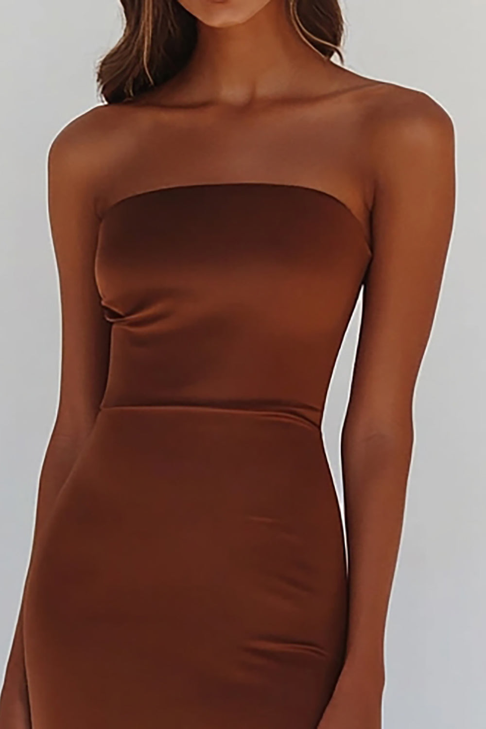 Terracotta Sheath Square Neck Long Prom Dress with Slit