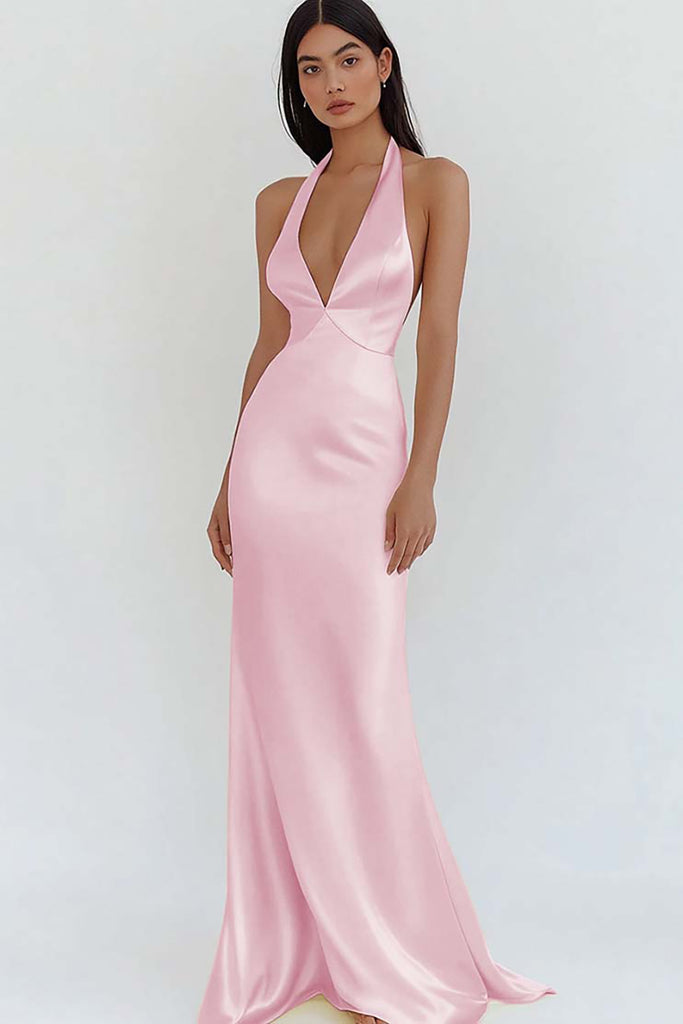 V-neck Pleated Flutter Sleeves Sheath Long Dress Daffodil main image 1