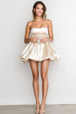 Champagne Sweetheart Satin Short A Line Graduation Dress