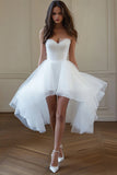 White Organza A Line Sweetheart High-Low Graduation Dress