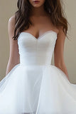 White Organza A Line Sweetheart High-Low Graduation Dress
