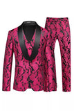 Jacquard Black Shawl 3 Pieces Lapel Men's Suits