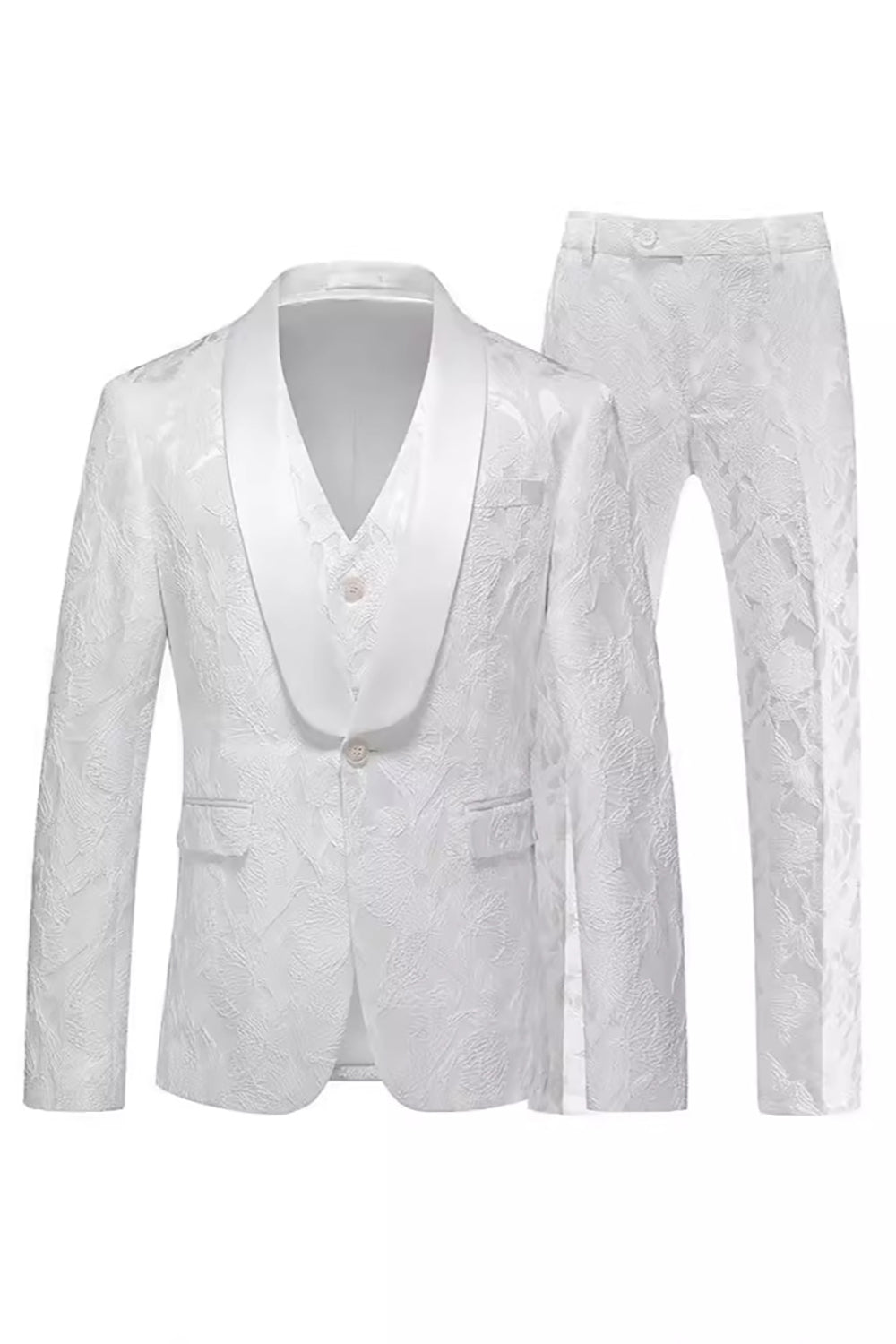 Jacquard Black Shawl 3 Pieces Lapel Men's Suits