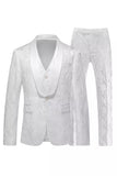 Jacquard Black Shawl 3 Pieces Lapel Men's Suits