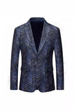 Dark Navy Lapel Notched Jacquard Men's Blazer