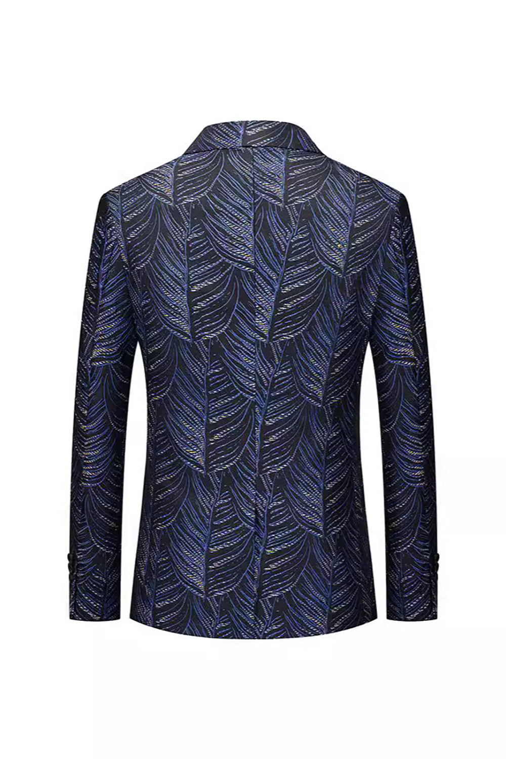 Dark Navy Lapel Notched Jacquard Men's Blazer