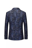 Dark Navy Lapel Notched Jacquard Men's Blazer