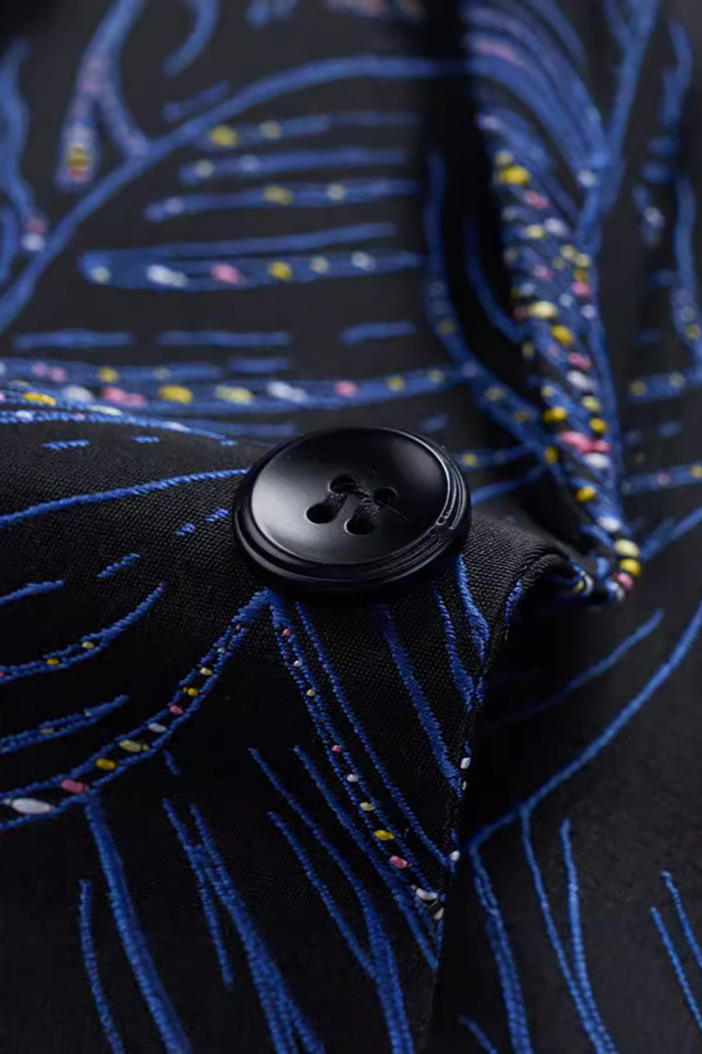 Dark Navy Lapel Notched Jacquard Men's Blazer