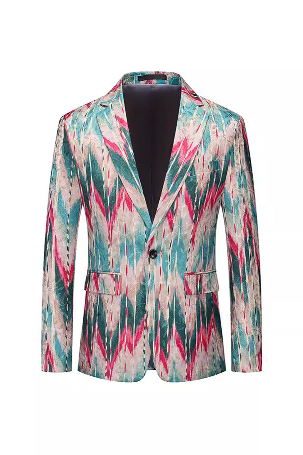 Men's Colourful Notched Lapel Printed Prom Blazer