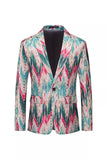 Men's Colourful Notched Lapel Printed Prom Blazer