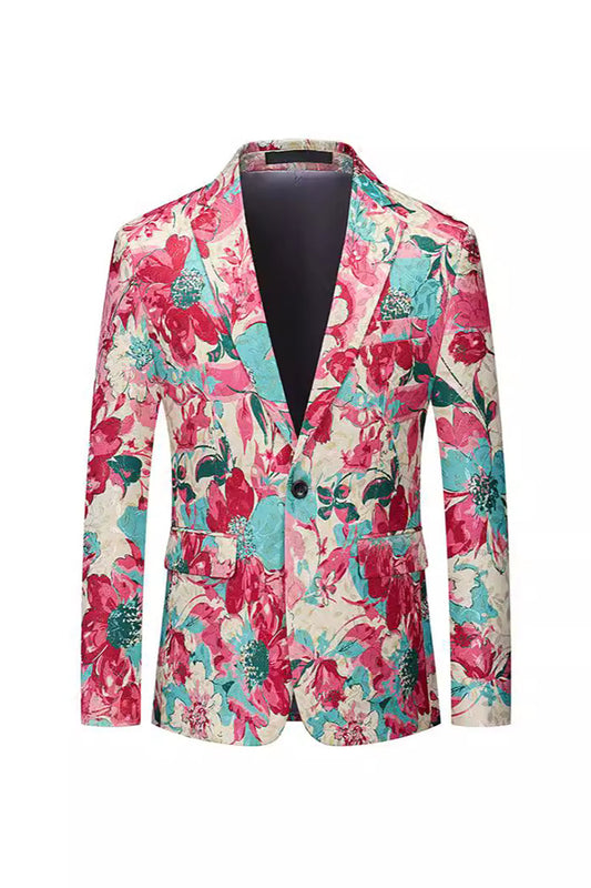 Floral Colourful Lapel Notched Men's Blazer