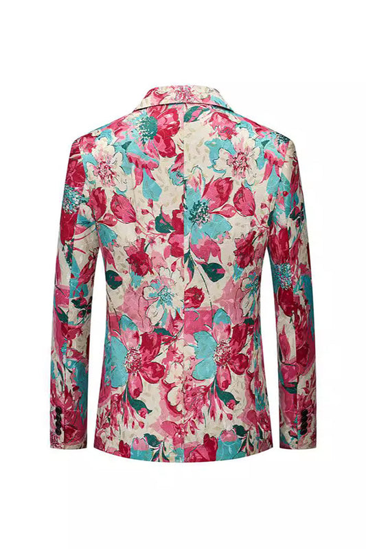 Floral Colourful Lapel Notched Men's Blazer