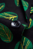 Dark Green Printed Leaf Notched Lapel Men's Blazer