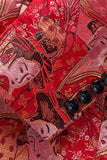 Red Floral Fitted Notched One Button Lapel Men's Blazer
