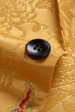 Yellow Notched One Button Lapel Floral Men's Blazer