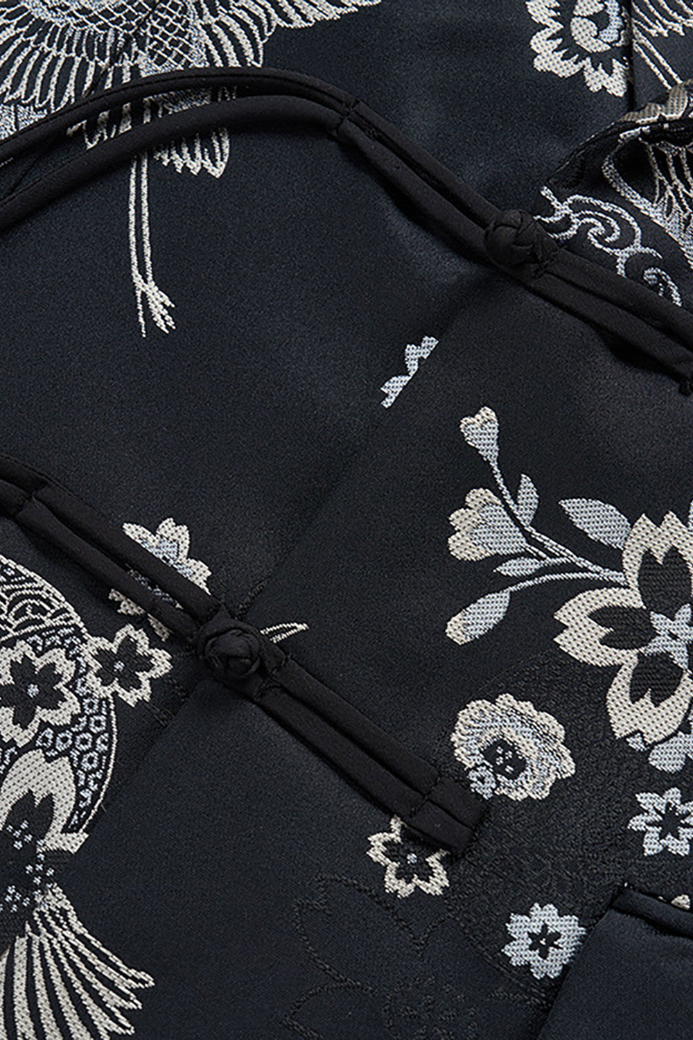 Black Floral Peaked Lapel Men's Blazer