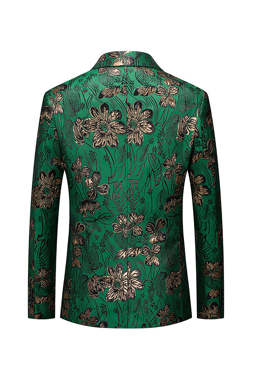 Green Floral Notched One Button Lapel Men's Blazer