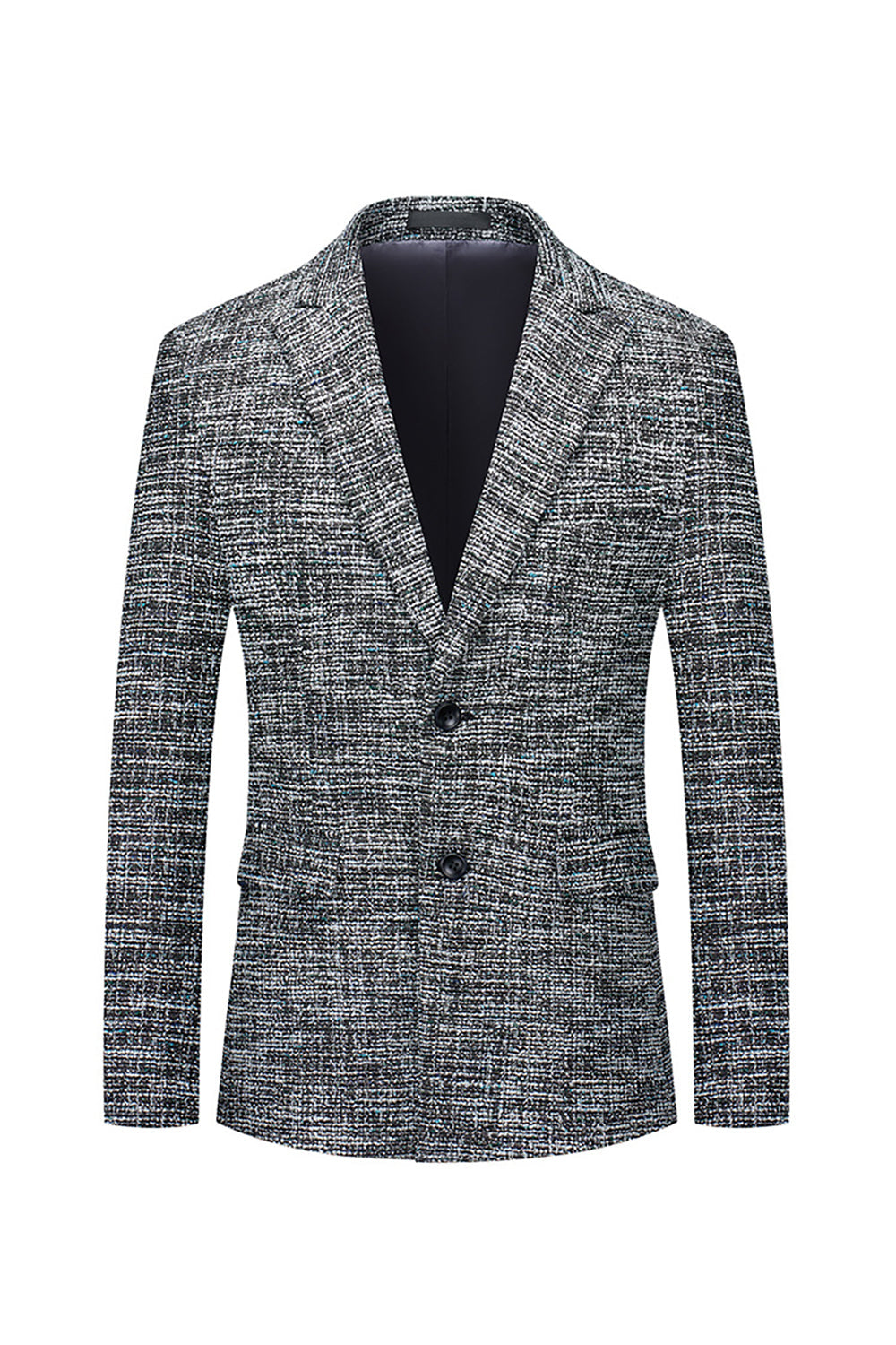 Grey Peaked Lapel Single Breasted Men's Blazer