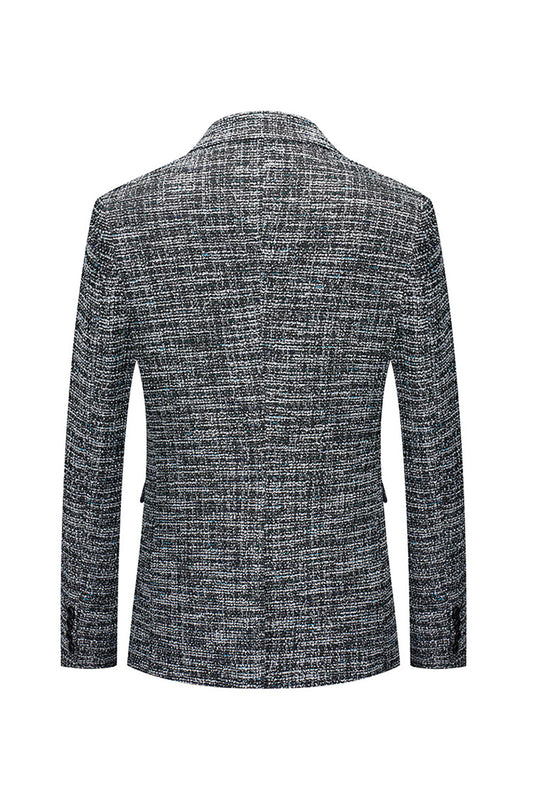 Grey Peaked Lapel Single Breasted Men's Blazer