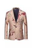 Rose Gold Lapel Printed Single Breasted Notched Men's Prom Blazer