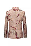 Rose Gold Lapel Printed Single Breasted Notched Men's Prom Blazer
