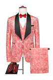 Purple Single 3 Pieces Breasted Shawl Lapel Printed Men's Prom Suits