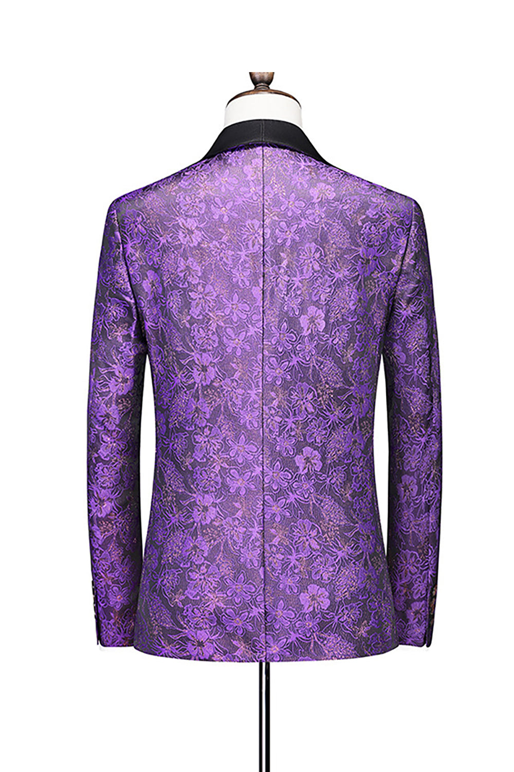 Purple Single 3 Pieces Breasted Shawl Lapel Printed Men's Prom Suits