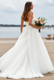 Sweetheart  White Tulle Ball Gown Sweep Train Wedding Dress