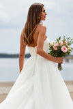 Sweetheart  White Tulle Ball Gown Sweep Train Wedding Dress
