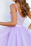 Sparkly Lilac Corset A Line Short Tulle Homecoming Dress