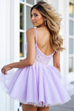 Sparkly Lilac Tulle Corset A Line Short Homecoming Dress