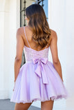 Sparkly Lilac Corset Tulle A Line Short Homecoming Dress