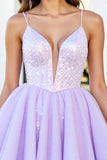 Sparkly Lilac Corset Tulle A Line Short Homecoming Dress