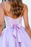 Sparkly Lilac Corset Tulle A Line Short Homecoming Dress