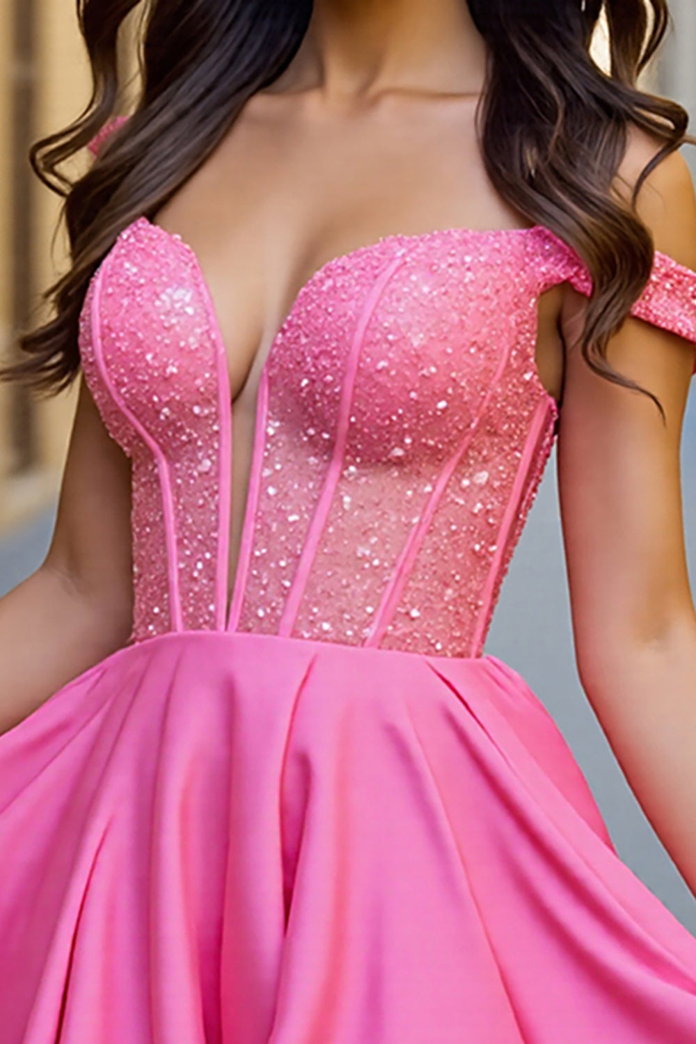 Sparkly Fuchsia Corset A Line Short Homecoming Dress