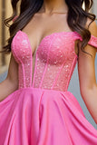 Sparkly Fuchsia Corset A Line Short Homecoming Dress