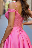 Sparkly Fuchsia Corset A Line Short Homecoming Dress