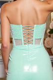 Light Green Bodycon Corset Short Strapless Homecoming Dress