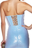 Sparkly Light Blue Sequin Bodycon Corset Short Homecoming Dress