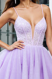 Sparkly Lilac Tulle A Line Short Corset Homecoming Dress