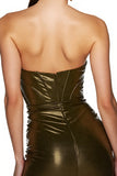 Sparkly Dark Golden Corset Bodycon Short Satin Homecoming Dress