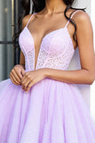 Lilac Corset A Line Tulle Short Homecoming Dress with Lace