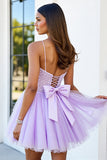 Sparkly Lilac Corset Short Tulle A Line Homecoming Dress
